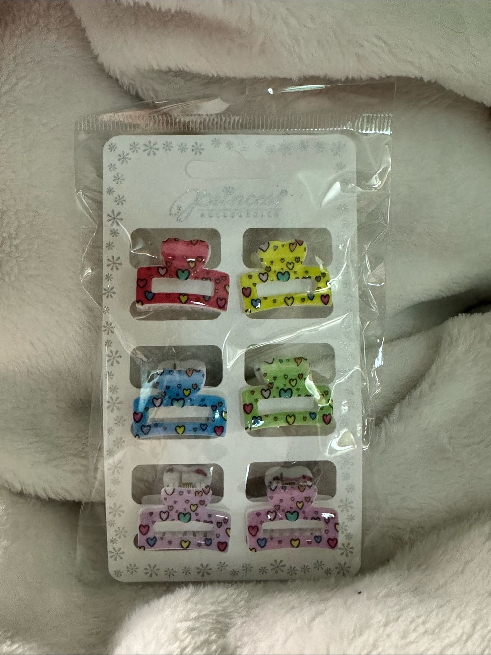Heart Print Mini Hair Claw Clips - Multicolor Set